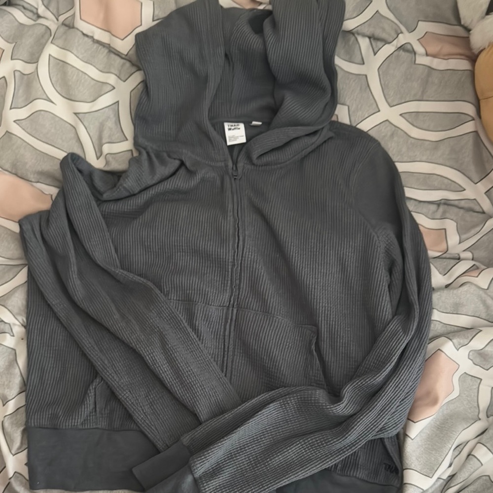 TNA Waffle knit zip up hoodie dark blue